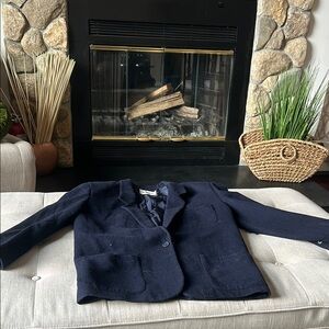 Shamask Navy Blue Wool Blend Blazer